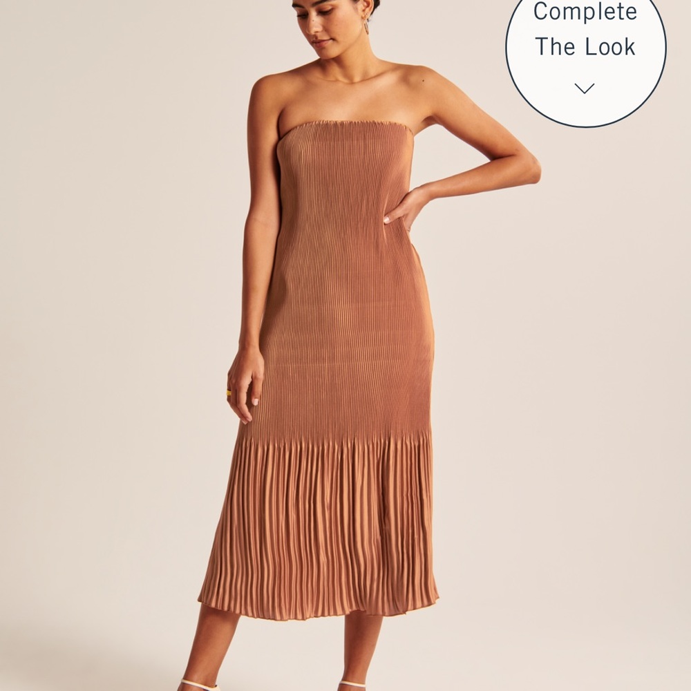 Abercrombie Strapless Pleat Release Dress Paprika